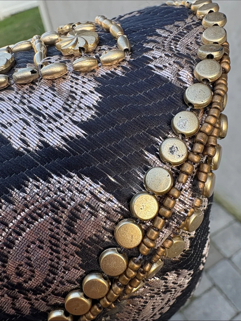 Embellished Black & Gold Evening Wristlet Bag
